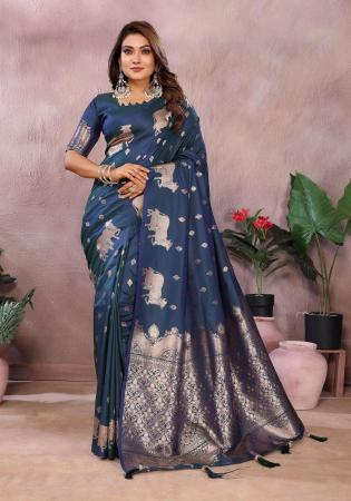 Picture of Delightful Silk Dark Slate Grey Saree