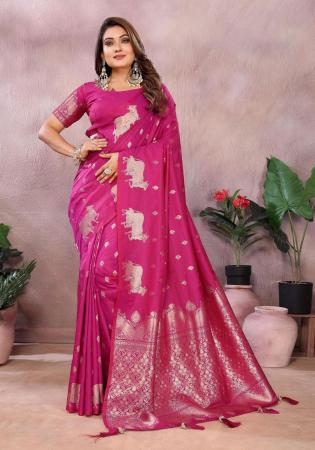 Picture of Elegant Silk Medium Violet Red Saree