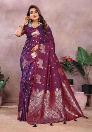 Picture of Statuesque Silk Purple Saree