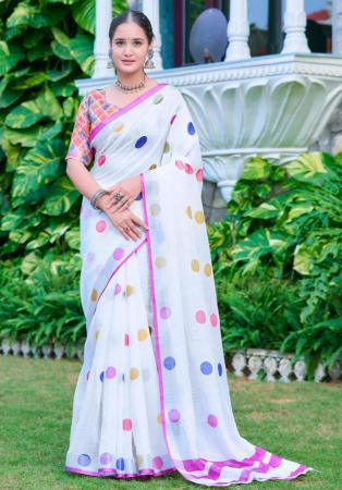 Picture of Beautiful Cotton & Linen Lavender Saree