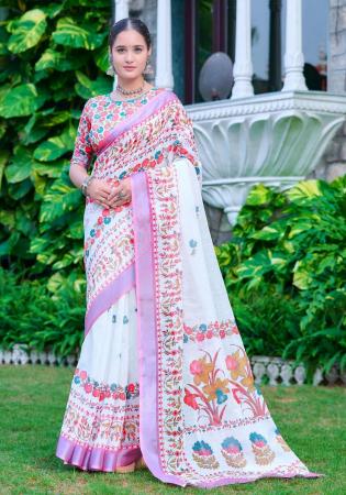 Picture of Statuesque Cotton & Linen Alice Blue Saree