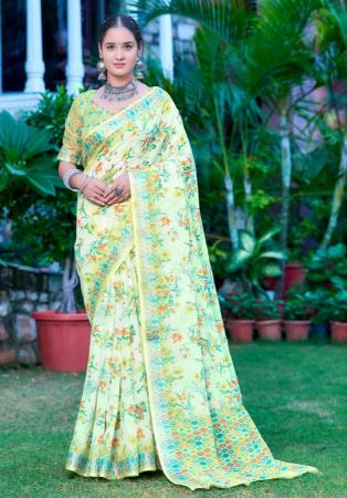 Picture of Superb Cotton & Linen Powder Blue Saree