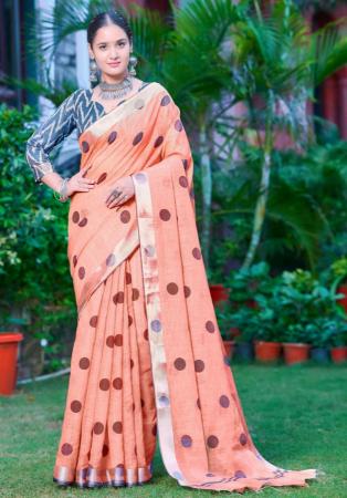 Picture of Magnificent Cotton & Linen Light Salmon Saree