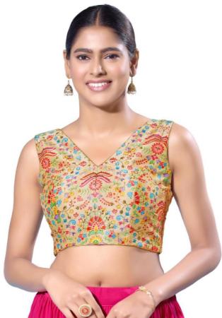 Picture of Splendid Silk Pale Golden Rod Designer Blouse