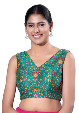 Picture of Splendid Silk Dark Sea Green Designer Blouse