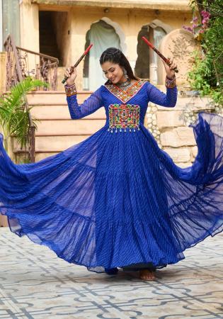 Picture of Good Looking Georgette Midnight Blue Readymade Gown