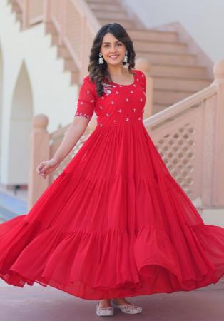 Picture of Fascinating Georgette Crimson Readymade Gown
