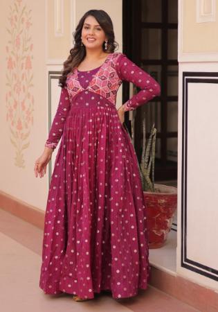 Picture of Beauteous Chiffon Saddle Brown Readymade Gown