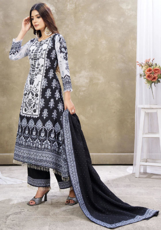 Picture of Chiffon Dark Slate Grey Readymade Salwar Kameez