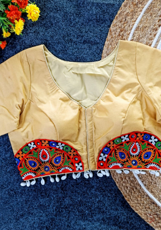 Picture of Wonderful Cotton Pale Golden Rod Designer Blouse