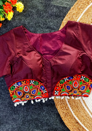 Picture of Alluring Cotton Saddle Brown Designer Blouse