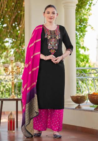 Picture of Wonderful Rayon Black Readymade Salwar Kameez