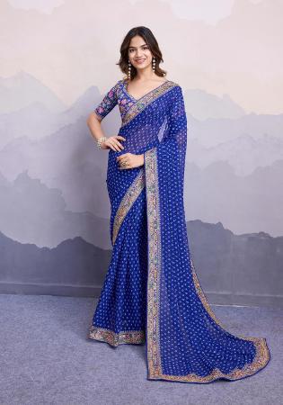 Picture of Beauteous Georgette Midnight Blue Saree