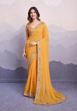 Picture of Wonderful Georgette Sandy Brown Saree