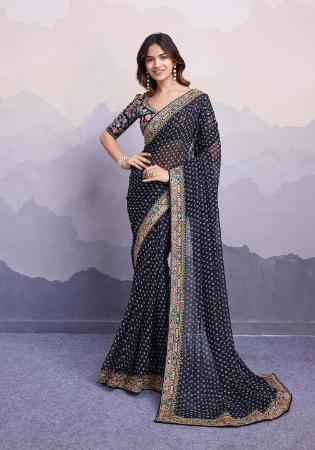 Picture of Beautiful Georgette Black Saree