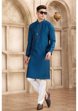 Picture of Wonderful Silk Midnight Blue Kurtis & Tunic