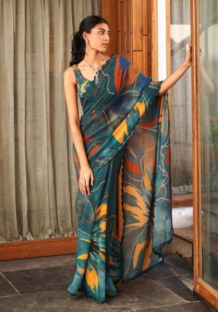 Picture of Nice Chiffon Sea Green Saree