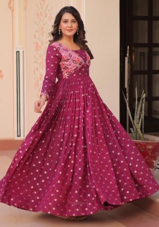 Picture of Resplendent Cotton Brown Readymade Gown