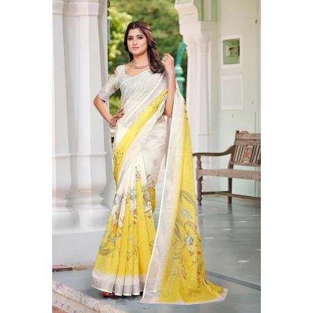 Picture of Appealing Cotton & Linen Old Lace Saree