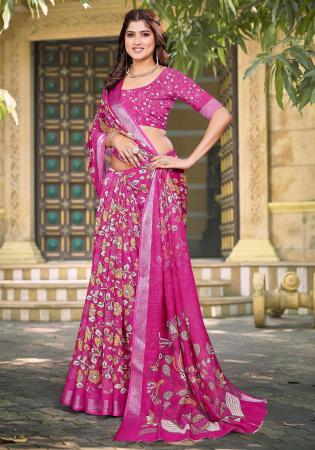 Picture of Wonderful Cotton & Linen Thistle Saree