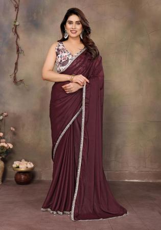 Picture of Magnificent Georgette Brown Saree