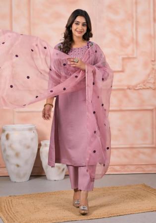 Picture of Chiffon & Silk Rosy Brown Readymade Salwar Kameez