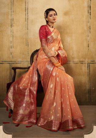 Picture of Excellent Silk Light Salmon Saree