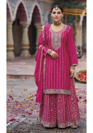 Picture of Shapely Chiffon Pink Straight Cut Salwar Kameez