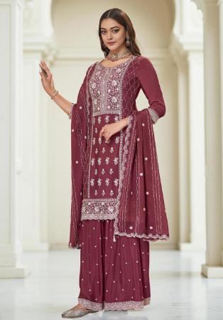 Picture of Marvelous Chiffon Brown Readymade Salwar Kameez