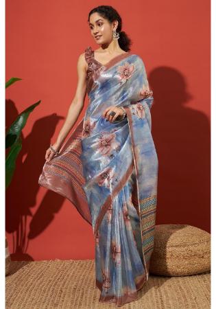 Picture of Fine Chiffon Light Slate Grey Saree
