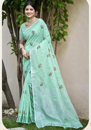 Picture of Nice Linen Powder Blue Saree