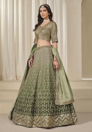 Picture of Marvelous Silk Dark Olive Green Lehenga Choli