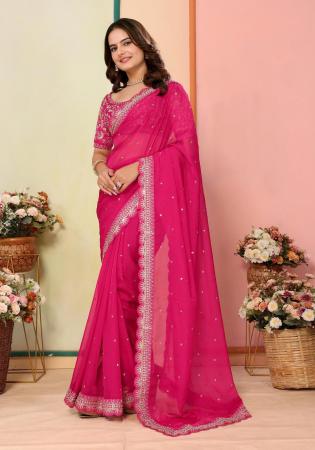 Picture of Gorgeous Organza Pink Saree