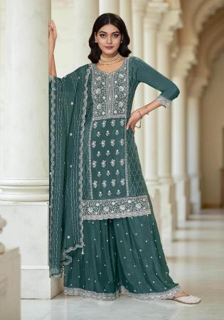 Picture of Chiffon Light Slate Grey Readymade Salwar Kameez