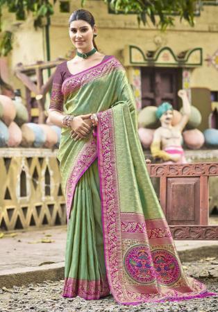 Picture of Taking Silk Dark Olive Green Saree