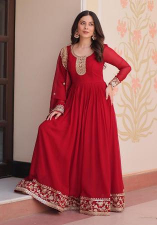 Picture of Sublime Georgette Crimson Readymade Gown