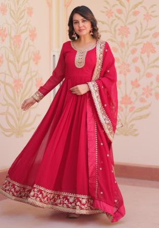 Picture of Radiant Georgette Dark Red Readymade Gown