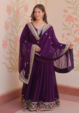 Picture of Sightly Georgette Plum Readymade Gown