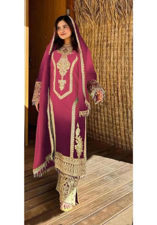 Picture of Comely Chiffon Brown Straight Cut Salwar Kameez