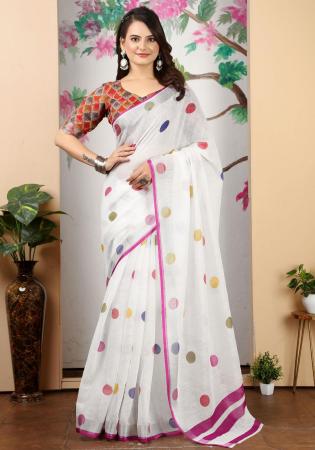 Picture of Superb Cotton & Linen Off White Saree