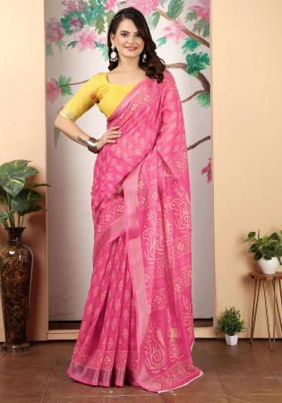 Picture of Exquisite Cotton & Linen Hot Pink Saree