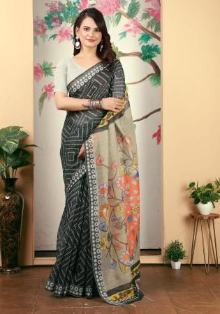 Picture of Grand Cotton & Linen Black Saree