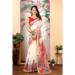 Picture of Statuesque Cotton & Linen Antique White Saree