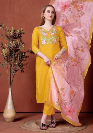 Picture of Ravishing Chiffon Golden Rod Readymade Salwar Kameez
