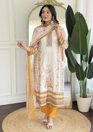 Picture of Bewitching Chiffon Off White Readymade Salwar Kameez