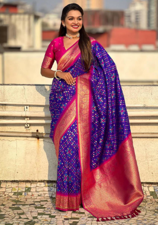 Picture of Ideal Silk Navy Blue Saree