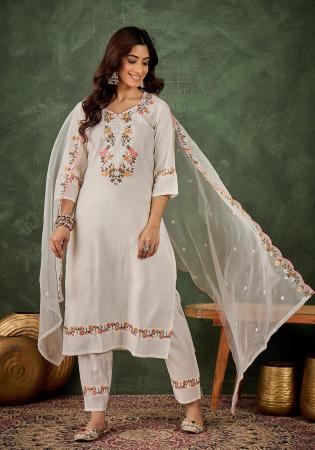 Picture of Bewitching Rayon Ghost White Readymade Salwar Kameez