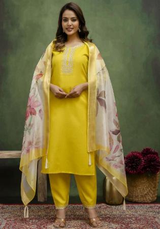 Picture of Cotton Dark Golden Rod Readymade Salwar Kameez