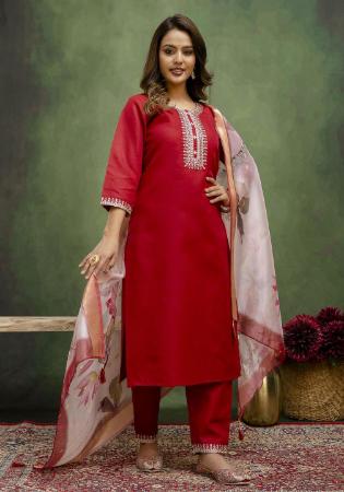 Picture of Fine Cotton Maroon Readymade Salwar Kameez