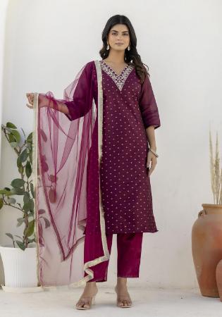 Picture of Stunning Silk Purple Readymade Salwar Kameez